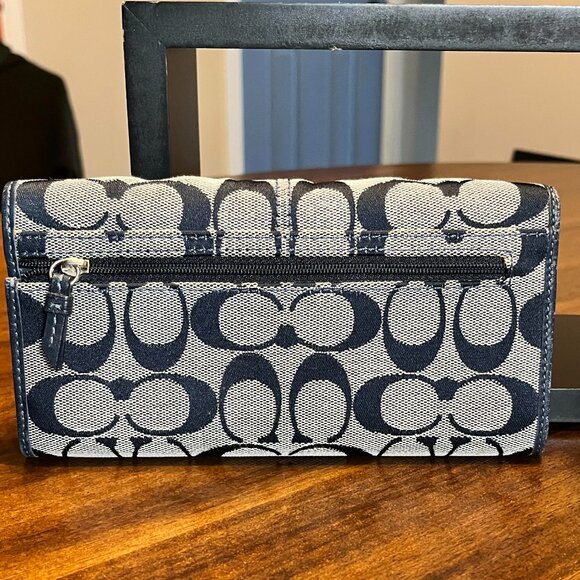 Vintage Coach Tri-Fold Signature Jacquard Wallet Black & Grey - Picture 3 of 7